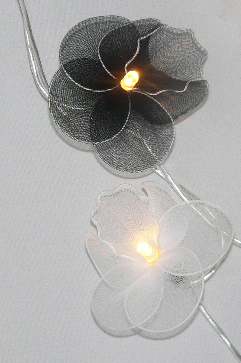 Black & White Orchid Flower - fairy light string 35 LED bulbs